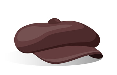 Hat and cap. Brown panama for summer season and hot weather. Fashion, trend and style. Graphic element for website. Stylish headwear. Flat vector illustration isolated on white background