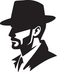 man with hat silhouettes vector art illustration