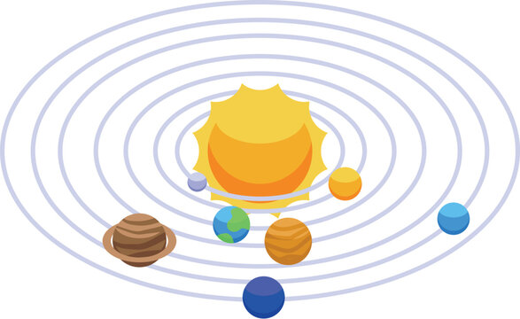 Colorful model of our solar system showing the planets orbiting around the sun
