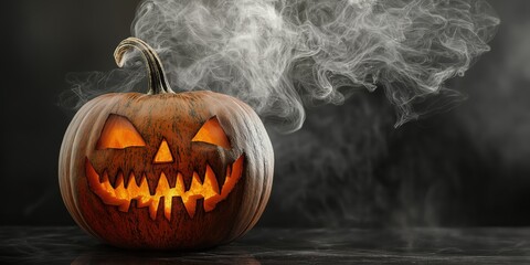 Spooky Halloween Pumpkin with Candles created by ai
