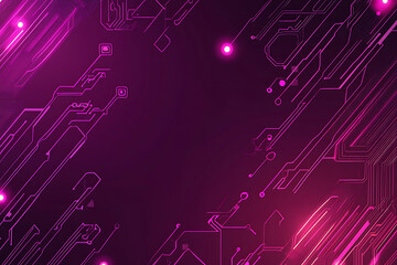Obraz premium Abstract image of a circuit board with glowing lines and nodes on a pink gradient background. The intricate network of connections creates a modern, tech-inspired visual. Copy space available