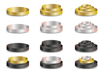 Set of 3D product podium. vector illustration