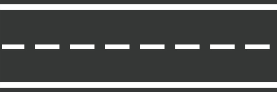 recommend clip art: Seamless empty straight road pattern with single yellow dashed line and white solid lines road marking. Asphalt road top aerial view in flat style design. Vector illustration
