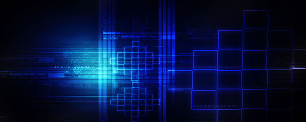 2d illustration Abstract futuristic electronic circuit technology background