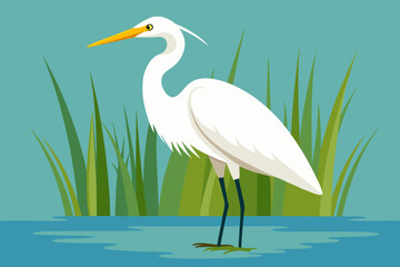 Egret  vector art and illustration