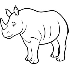 Rhinoceros line art vector illustration