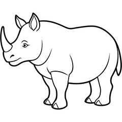 Rhinoceros line art vector illustration