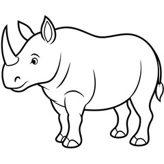 Rhinoceros line art vector illustration