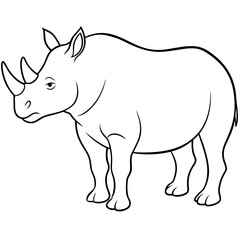 Rhinoceros line art vector illustration