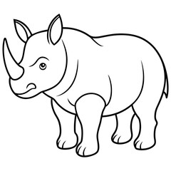 Rhinoceros line art vector illustration