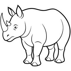 Rhinoceros line art vector illustration