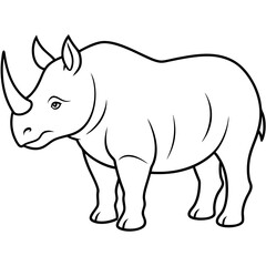 Rhinoceros line art vector illustration
