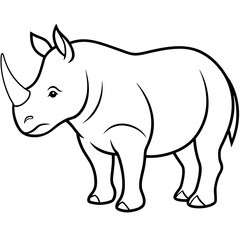 Rhinoceros line art vector illustration