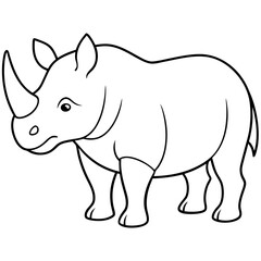 Rhinoceros line art vector illustration
