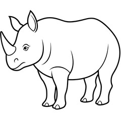 Rhinoceros line art vector illustration