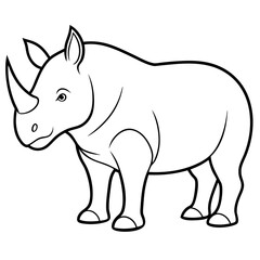 Rhinoceros line art vector illustration