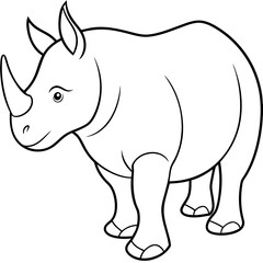 Rhinoceros line art vector illustration