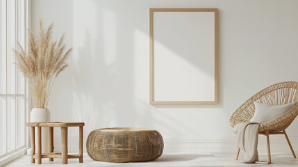 Mock up picture frame in home interior background