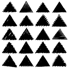 Obraz premium A collection of black triangles positioned on a crisp white background