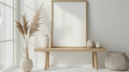Mock up picture frame in home interior background