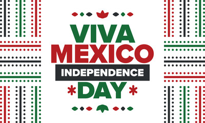 Viva Mexico. Mexican Independence Day. Happy holiday. Celebrate annual in September 16. Freedom day. Patriotic mexican design. Poster, card, banner, template, background. Vector illustration