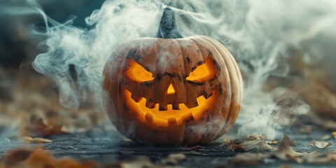 Spooky Halloween Pumpkin with Candles created by ai