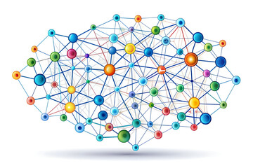 Flat AI Driven Language Processing Frame - Abstract Symbols and Data Patterns Illustration for Smart Business Communication Concept