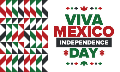 Obraz premium Viva Mexico. Mexican Independence Day. Happy holiday. Celebrate annual in September 16. Freedom day. Patriotic mexican design. Poster, card, banner, template, background. Vector illustration