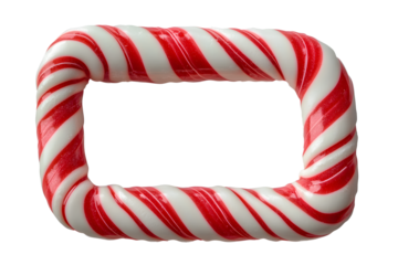 Christmas candy cane red and white striped rectangle frame. Festive striped candy lollipop pattern