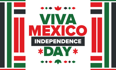 Viva Mexico. Mexican Independence Day. Happy holiday. Celebrate annual in September 16. Freedom day. Patriotic mexican design. Poster, card, banner, template, background. Vector illustration