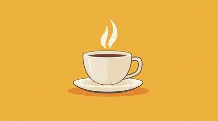 Fototapeta premium Warm Coffee Cup on Yellow Background