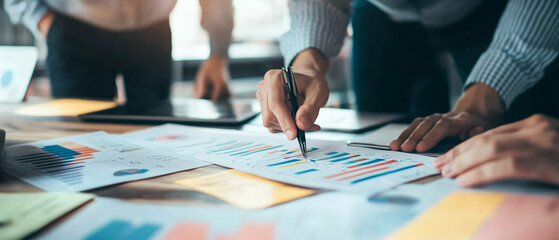 A business team analyzing customer feedback and improving products. business team