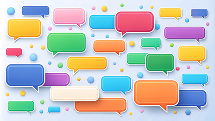 Fototapeta premium Beautiful 3d render design set of a different chatting sms template bubbles. blank colorful text bubbles Vector illustration