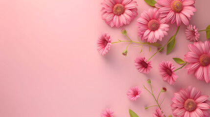 Elegant Pink Gerbera Daisies Arranged on Pastel Background