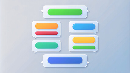 Obraz premium Beautiful 3d render design set of a different chatting sms template bubbles. blank colorful text bubbles Vector illustration