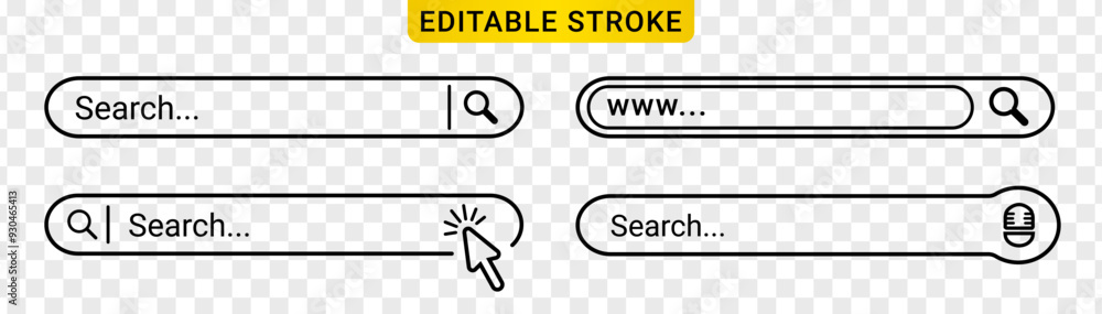 Poster search bar template website editable stroke isolated on transparent background