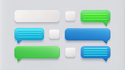 Fototapeta premium Beautiful 3d render design set of a different chatting sms template bubbles. blank colorful text bubbles Vector illustration