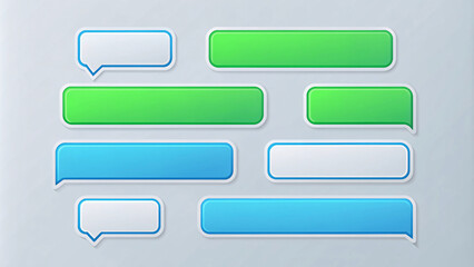 Obraz premium Beautiful 3d render design set of a different chatting sms template bubbles. blank colorful text bubbles Vector illustration