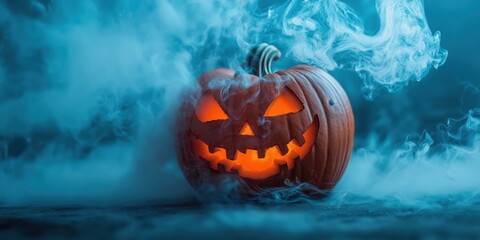 Spooky Halloween Pumpkin with Candles created by ai