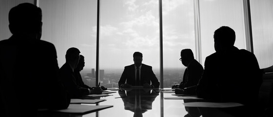 An executive making a decision during a board meeting. executive making