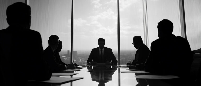 An executive making a decision during a board meeting. executive making