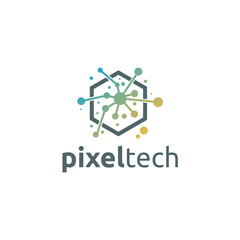 Pixel technology logo designs concept vector, Network Internet logo Modern