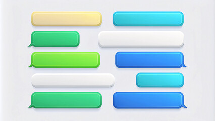 Beautiful 3d render design set of a different chatting sms template bubbles. blank colorful text bubbles Vector illustration
