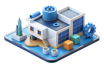 Smart Business: Flat Glossy AI Driven Architecture Background with Innovation, Creativity, and Precision in Modern Design Tools and Transparent Blueprints - Vector Illustration