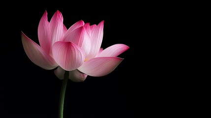 Fototapeta premium Pink Lotus Flower Isolated on Black Background