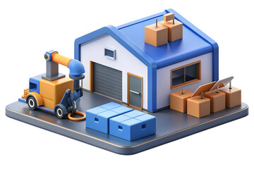 Modern Warehouse with AI Robotics in a High-Tech Supply Chain Environment - Flat Vector Illustration with Smart Business Tone
