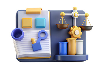 Modern Law Firm with AI Case Analysis and Interactive Legal Documents - Flat Vector Illustration Emphasizing Precision Innovation and High-Tech Approach for Legal Services
