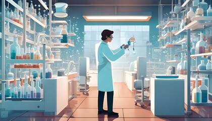 Fototapeta premium A detailed illustration of a pharmaceutical development process