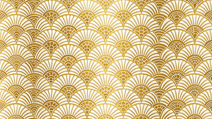 Background: Golden retro luxury pattern with a vintage white cool Japanese tradition.
