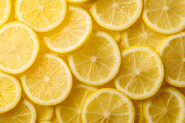 Fototapeta premium Fresh lemon slices pattern backgrond, close up